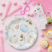 秋ブルーホワイトカボチャ赤ちゃんシャワー ペーパープレート (パーティー)