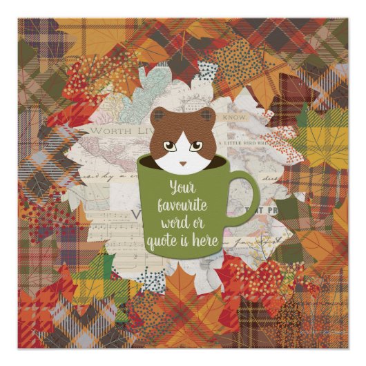 秋ブレイクネコ光沢ポスター ポスター (正面)