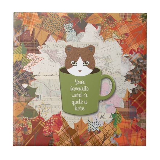 秋ブレイクネコ タイル (正面)