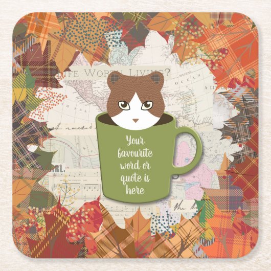 秋ブレイクネコ ペーパーコースター (正面)