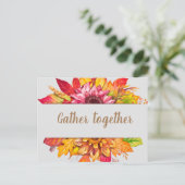 秋ブーケカスタマイズ可能な感謝祭招待状 ポストカード (スタンド正面)