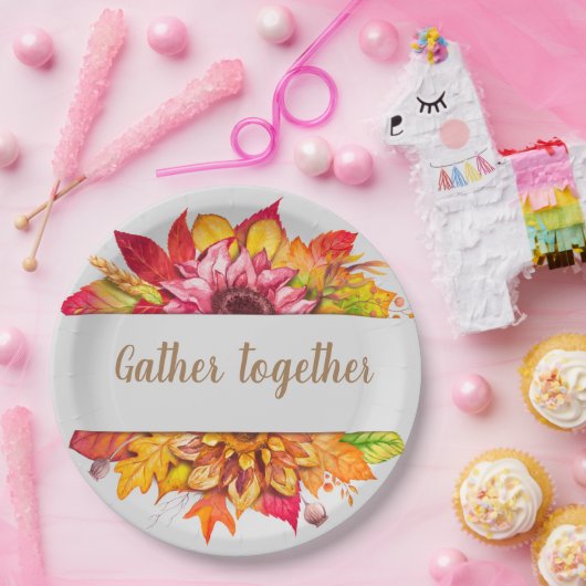 秋ブーケサンクスギビングカスタム ペーパープレート (パーティー)