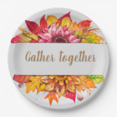 秋ブーケサンクスギビングカスタム ペーパープレート (正面)