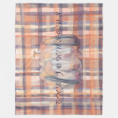 秋プライド台本かぼちゃベージュオレンジプラムストライプ フリースブランケット (正面)