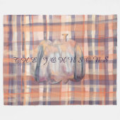 秋プライド台本かぼちゃベージュオレンジプラムストライプ フリースブランケット (正面(横))