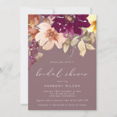 秋プラムウォーター色フローラブライダルシャワー 招待状 (正面)