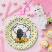 秋プリドッグ（黒）カボチャ葉ンズキュイおもしろい ペーパープレート (パーティー)