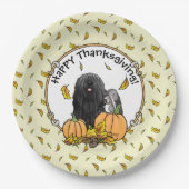 秋プリドッグ（黒）カボチャ葉ンズキュイおもしろい ペーパープレート (正面)
