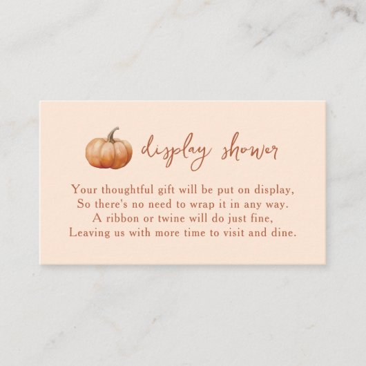 秋プレイドカボチャの小さなディスプレイシャワー エンクロージャーカード (正面)