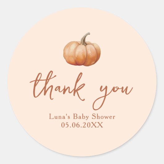 秋プレイドカボチャの小さな赤ちゃんシャワーのお願い ラウンドシール (正面)