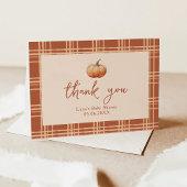 秋プレイドカボチャの小さな赤ちゃんシャワーを折り畳んだ サンキューカード