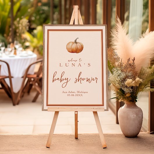 秋プレイドカボチャ小さな赤ちゃんシャワーへようこそ ポスター