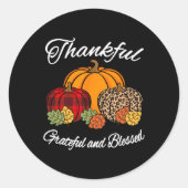 秋プレイドヒョウかぼちゃ秋感謝祭ブル ラウンドシール (正面)