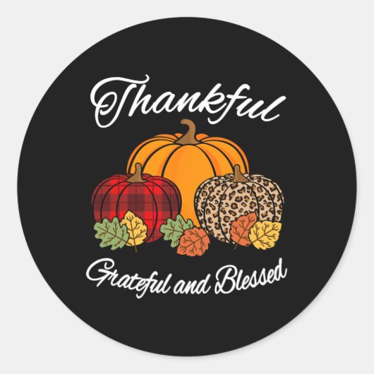 秋プレイドヒョウかぼちゃ秋感謝祭ブル ラウンドシール (正面)