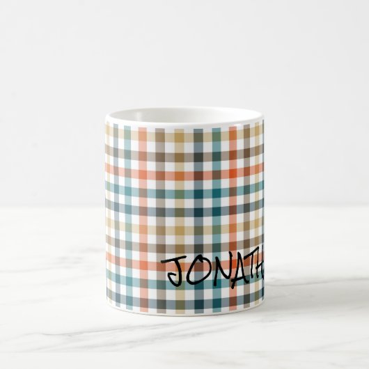 秋プレイド名前をカスタムするデザイナの色 モーフィングマグカップ (中央)