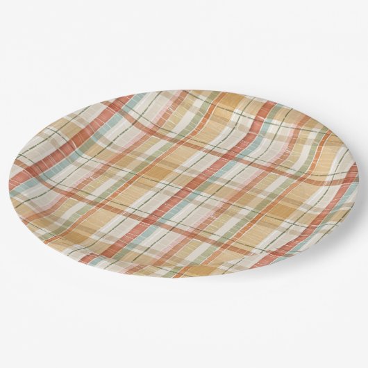 秋プレイ素朴ド水彩パターン ペーパープレート (アングル)