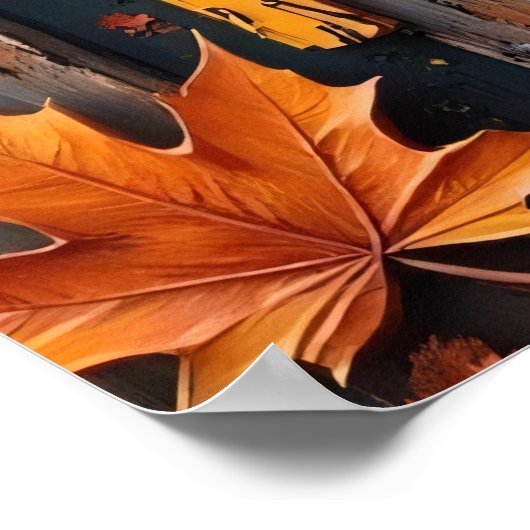 秋プローラー：風化フェンス上のアライグマ ポスター (角)