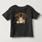 秋ヘッジホッグハッピー感謝祭幼児Tシャツ トドラーTシャツ (正面)