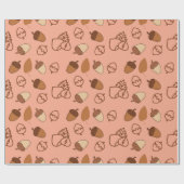 秋ヘーゼルナッツ及び葉シームレスラッピング紙 ラッピングペーパー (フラット)