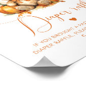 秋ベア小さなかぼちゃおむつラッフルベビーシャワー ポスター (角)