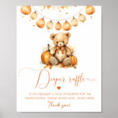 秋ベア小さなかぼちゃおむつラッフルベビーシャワー ポスター (正面)