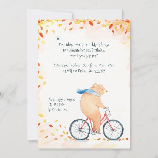 秋ベア招待状 招待状 (正面)