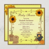 秋ベイビーシャワーサンフラワーズクリブ&クロウ 招待状 (正面/裏面)