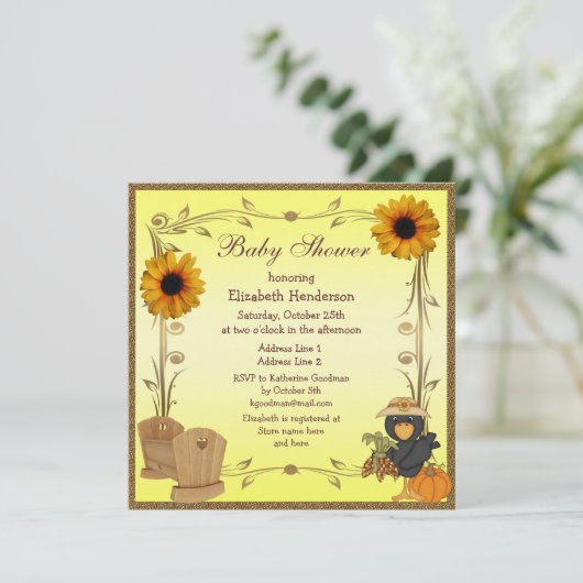 秋ベイビーシャワーサンフラワーズクリブ&クロウ 招待状 (スタンド正面)