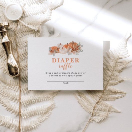 秋ベビシャワパンプキンベビシャワおむつラッフル エンクロージャーカード
