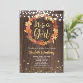 秋ベビーガールシャワー招待リース素朴 招待状 (スタンド正面)