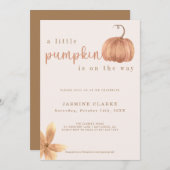 秋ベビーガールシャワー | A Little Pumpkin 招待状 (正面/裏面)