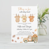 秋ベビークローザライン赤ちゃんシャワー招待。 招待状 (スタンド正面)