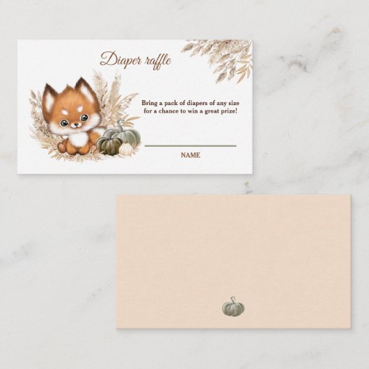 秋ベビーシャワーおむつラッフルカード エンクロージャーカード (正面/裏面)