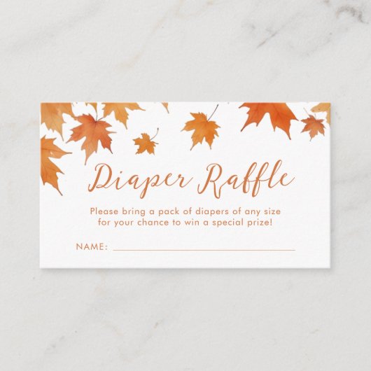秋ベビーシャワーおむつラッフルチケット エンクロージャーカード (正面)