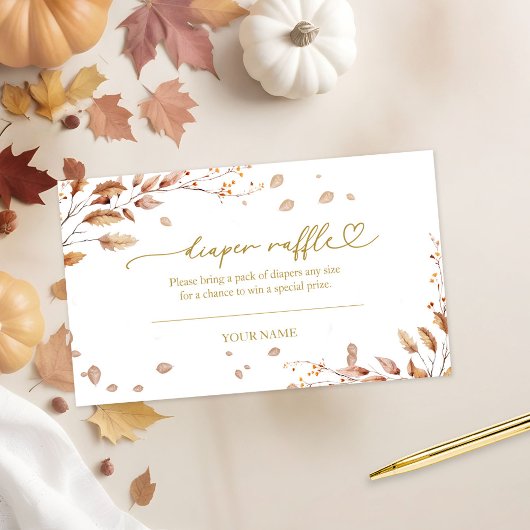 秋ベビーシャワーおむつラッフル エンクロージャーカード