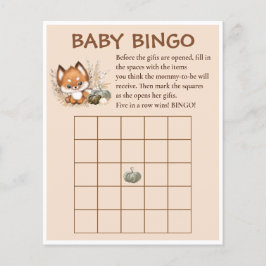 秋ベビーシャワーかわいいキツネカボチャベビービンゴゲーム