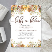 秋ベビーシャワーにおける開花葉フローラベビー 招待状