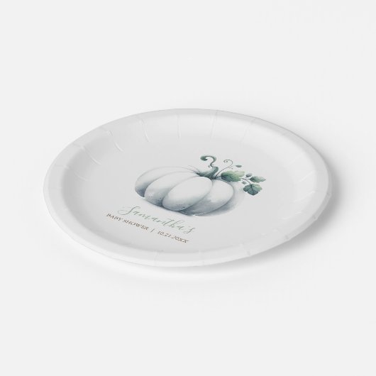 秋ベビーシャワーカ男女兼用ンプキン ペーパープレート (アングル)