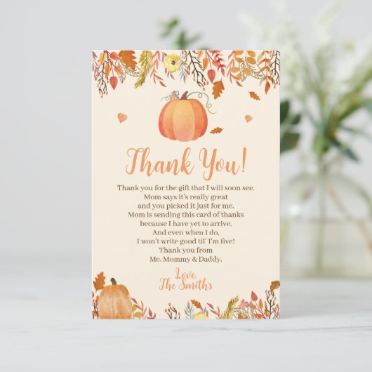秋ベビーシャワーサンキューカード サンキューカード (スタンド正面)