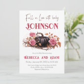 秋ベビーシャワーブラックパンプキンフローラ秋テーマ 招待状 (スタンド正面)