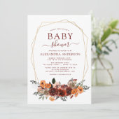 秋ベビーシャワーブルゴーニュ金ゴールドフローラ 招待状 (スタンド正面)
