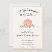 秋ベビーシャワーリトルカボチャをテーマにした 招待状 (正面)