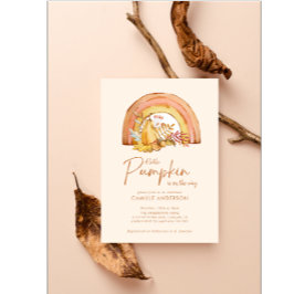 秋ベビーシャワーリトルカボチャ水彩 招待状