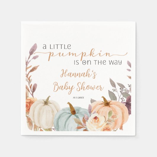 秋ベビーシャワーリトルカボチャ スタンダードカクテルナプキン (正面)