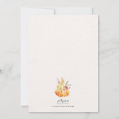 秋ベビーシャワー小さなかぼちゃが途中にある 招待状 (裏面)