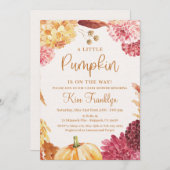 秋ベビーシャワー小さなかぼちゃが途中にある 招待状 (正面/裏面)