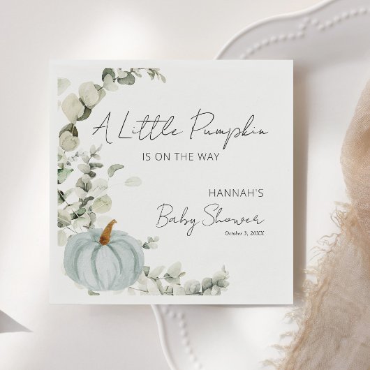 秋ベビーシャワー小さなかぼちゃ青 スタンダードカクテルナプキン