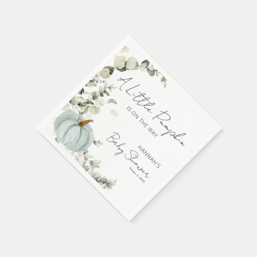 秋ベビーシャワー小さなかぼちゃ青 スタンダードカクテルナプキン (角)