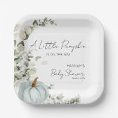 秋ベビーシャワー小さなかぼちゃ青 ペーパープレート (正面)