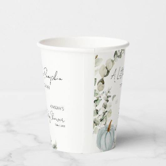 秋ベビーシャワー小さなかぼちゃ青 紙コップ (右)